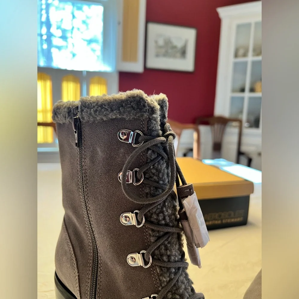 AEROSOLES Suede Gray Winter Boots - Picture 6 of 12